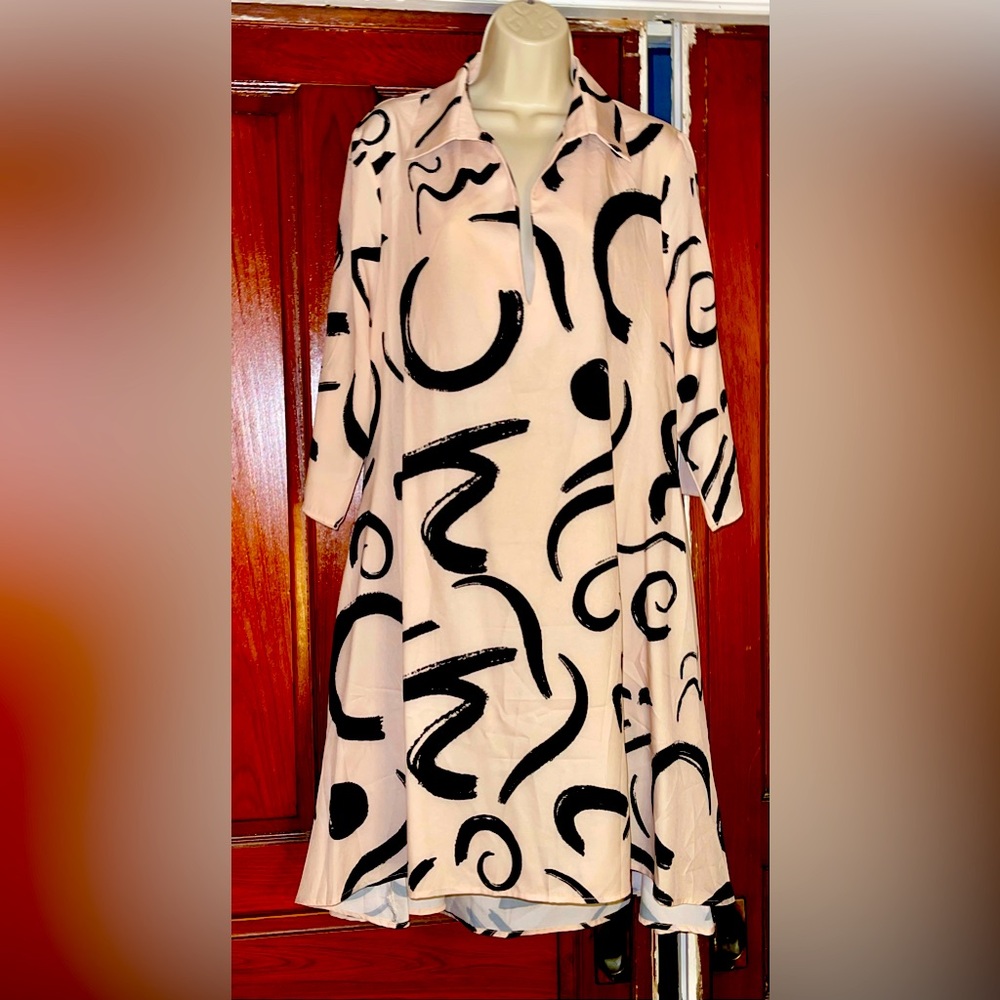 CHICME Brand Peach with Black High Low dress/top.  Size 0XL